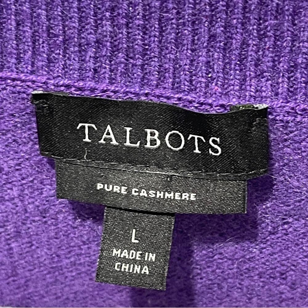 Talbots 100% Pure Cashmere V Neck Long Sleeve Purple Sweater Size Large Luxury - Picture 4 of 5